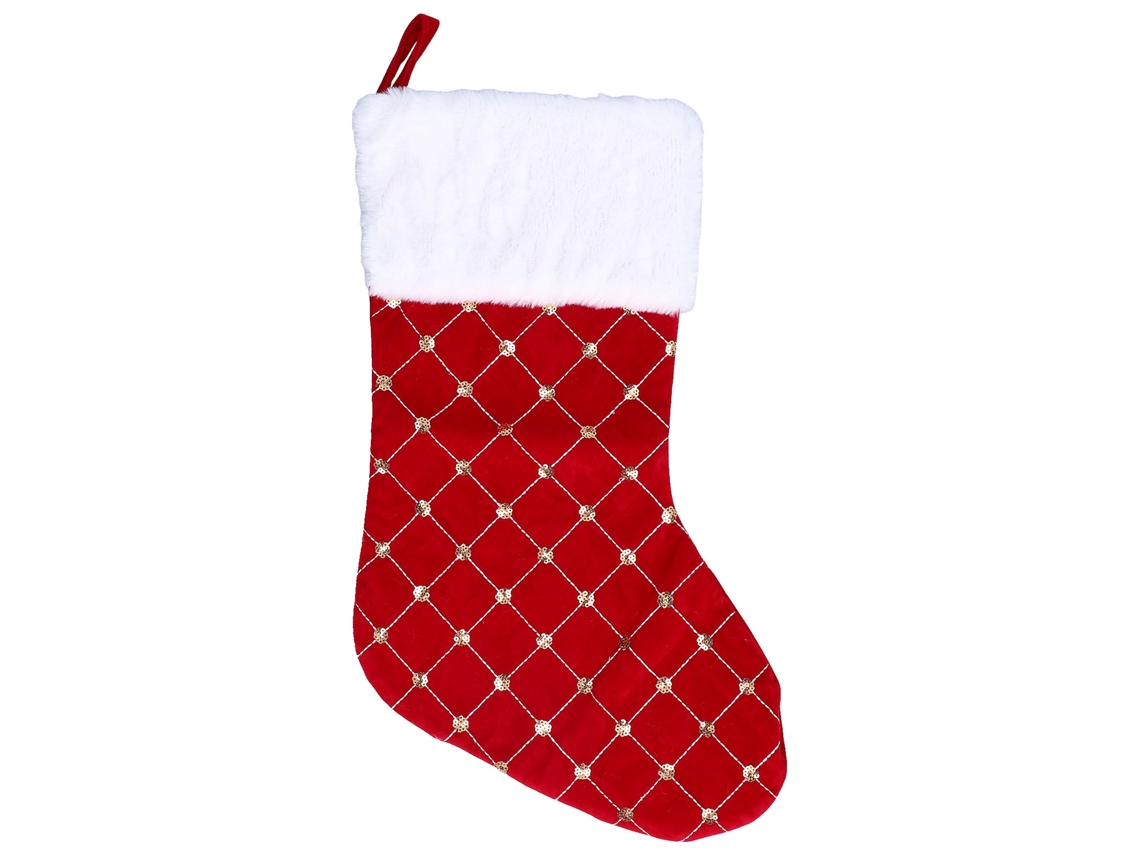 Meia de Natal com Lantejoulas Douradas para Decoração
