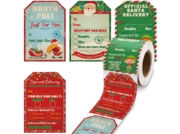 Kp245 rolo 75x50mm 200 adesivos decoração natal festas LAXISCREED