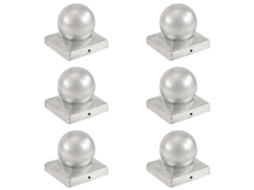 Vidaxl Tampas Globo P/ Postes Vedação 6pcs Metal Galvanizado 101x101mm