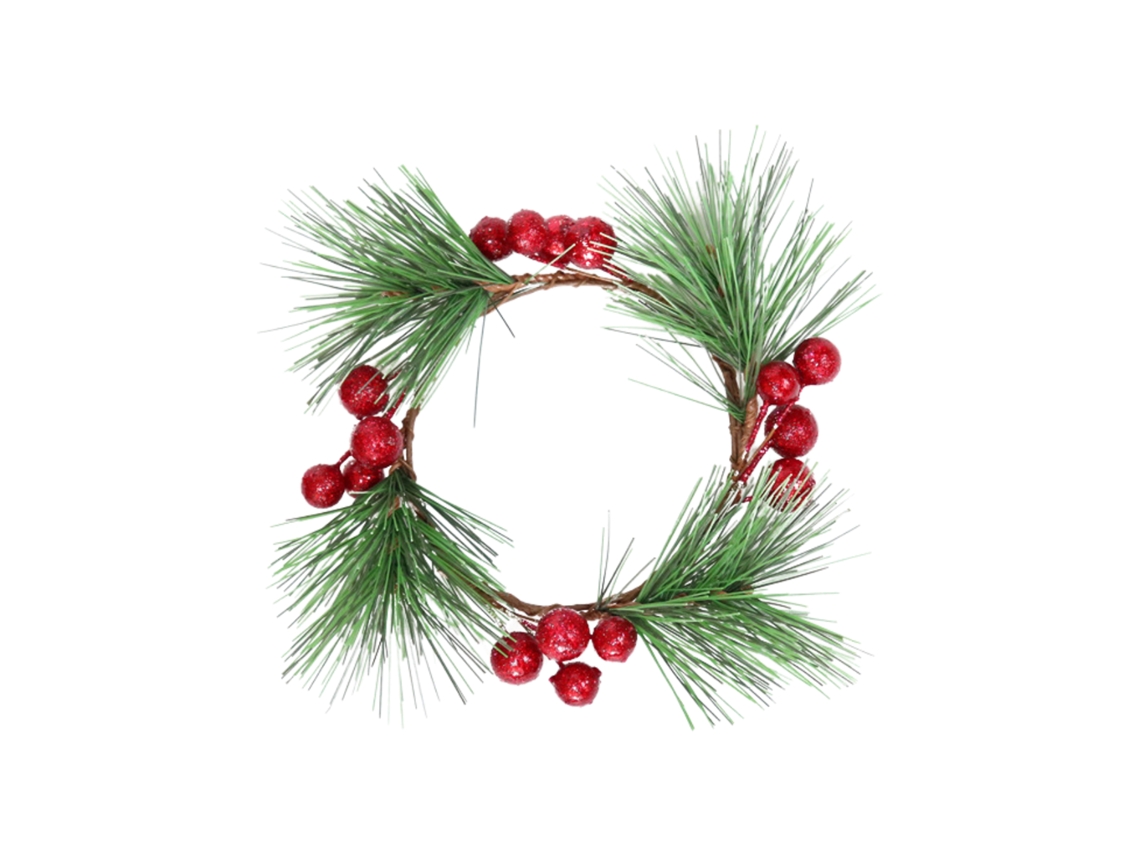 Decoração Natalícia Laxiscreed Coroa De Natal Vermelha Com Pinho E Bagas Artesanal
