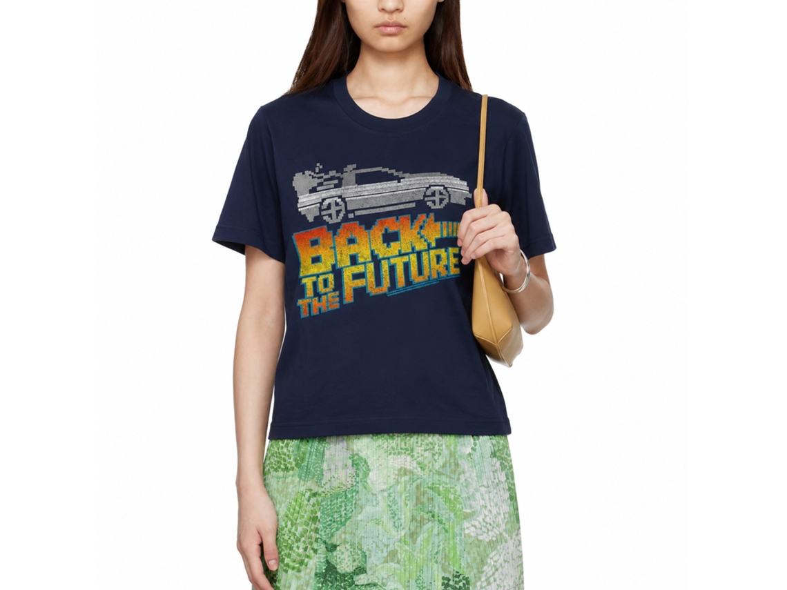 Rockinstone Back To The Future Movie 8-bit To The Future Navy Adult T-shirt Size:xl