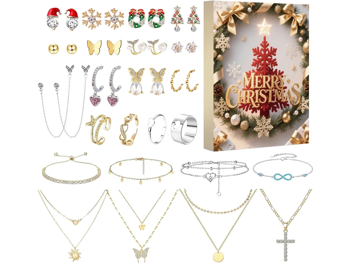 Calendário Do Advento | 25 Dias De Joias De Natal: Brincos E Colar