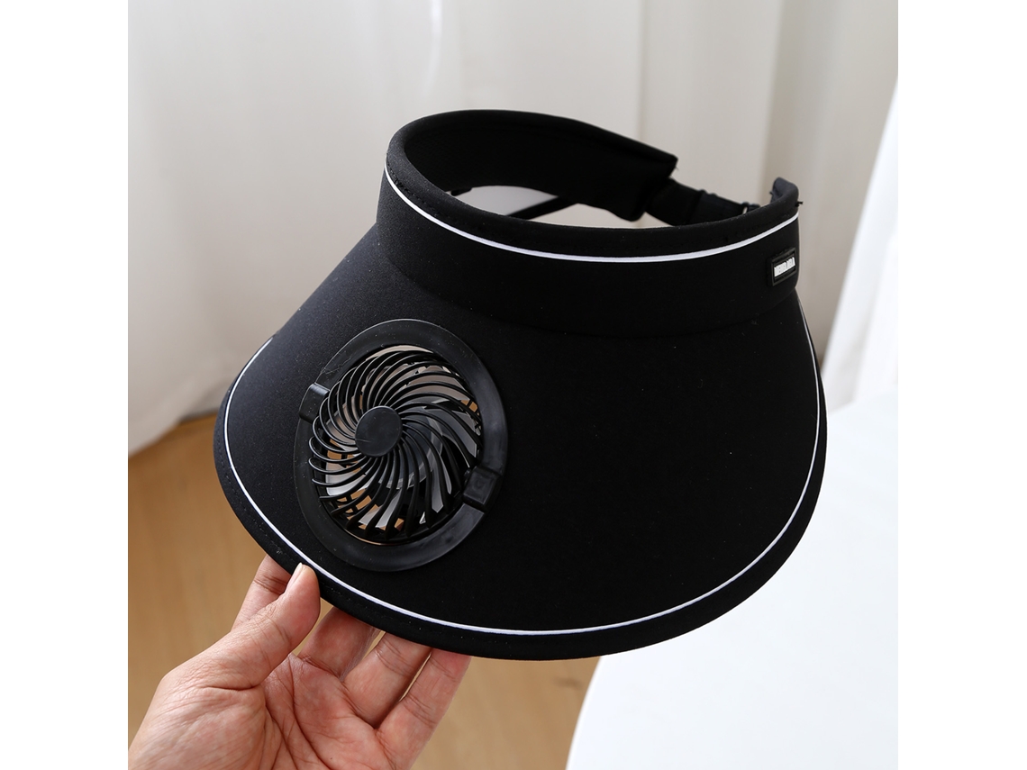 Chapéu de Proteção Solar Duradouro com Aba Larga, Carregamento Solar e Ventilador MDUG (preto)