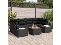 Vidaxl Conjunto De Sofá De Jardim 7 Unid. Preto Vime Pe