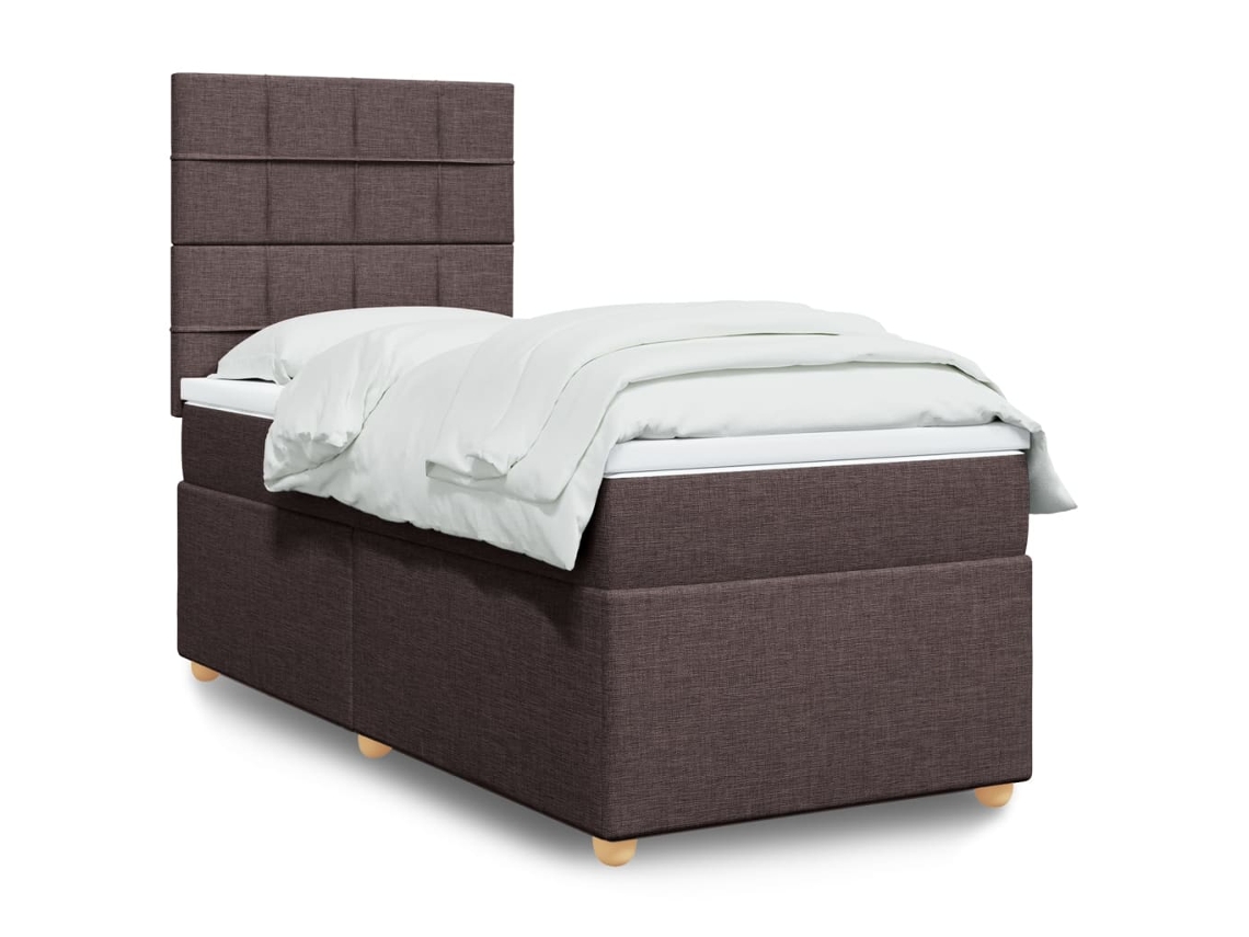 Vidaxl Cama Com Molas/colchão 100x200 Cm Tecido Castanho-escuro