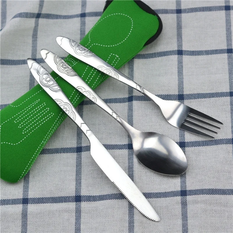Conjunto Portátil de Utensílios de Mesa para Piquenique com Zíper, Inclui Faca, Garfo e Colher. MDUG (estilo 2)