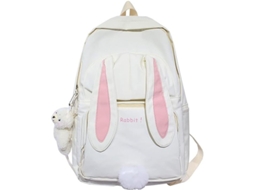 Mochila Conejo S/MARCA, com pingente de urso, branca