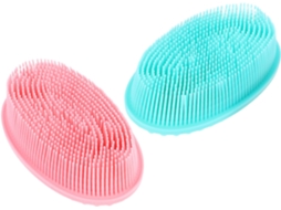 Escova De Banho Silicone Dupla Face Em 2 Peças Para Esfoliação Corporal E Massagem Capilar, Reutilizável E Suave Para