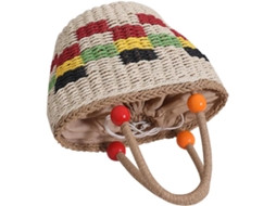 Bolsa/sacola Grande De Palha Natural Trançada Com Alça De Ombro Para Piqueniques.