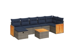 Conjunto de 8 Sofás de Jardim com Almofadões Vime Pe Cinzento MAISON EXCLUSIVE (8 pcs)