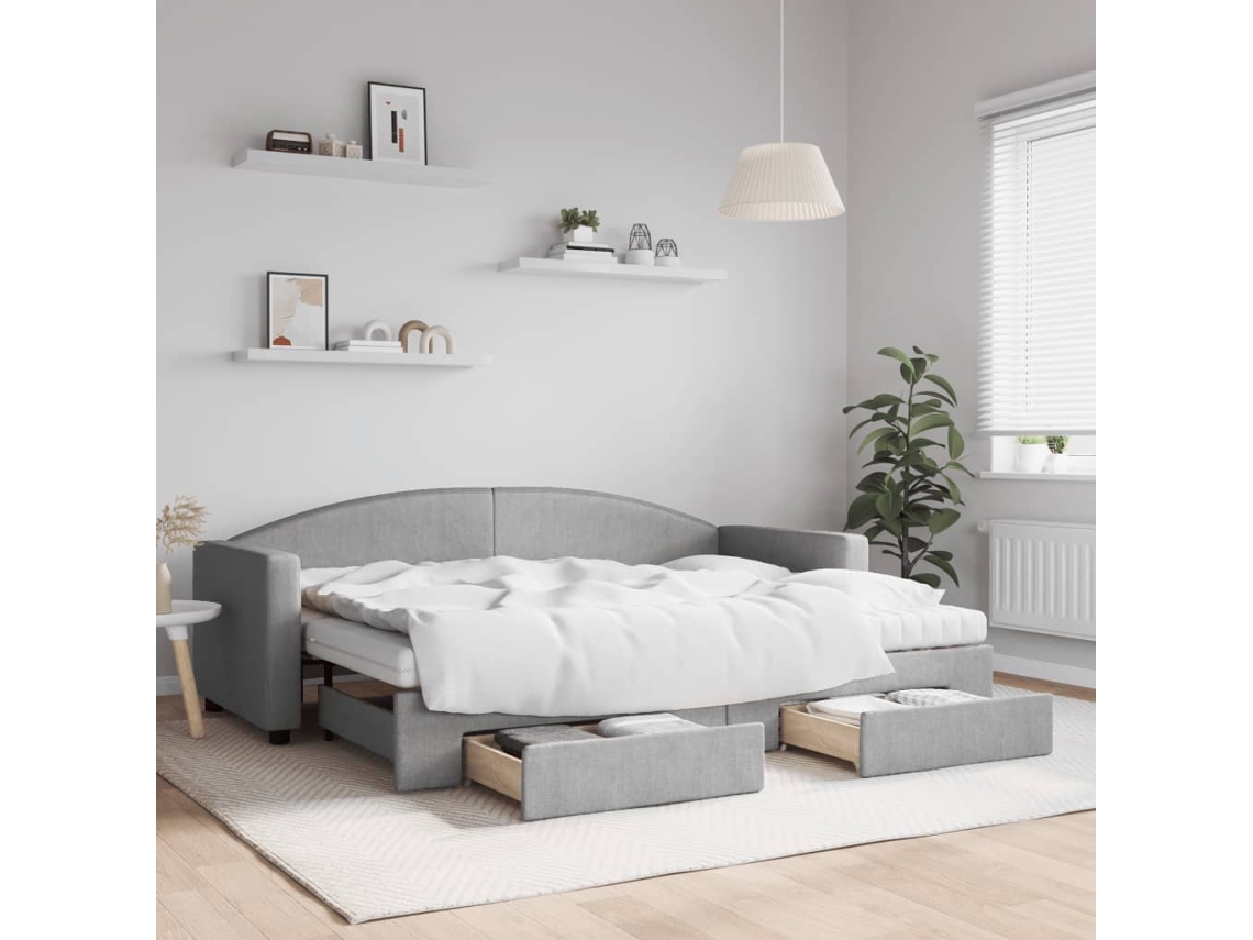 Sofá cama con cajones 80x200 cm Tela gris claro