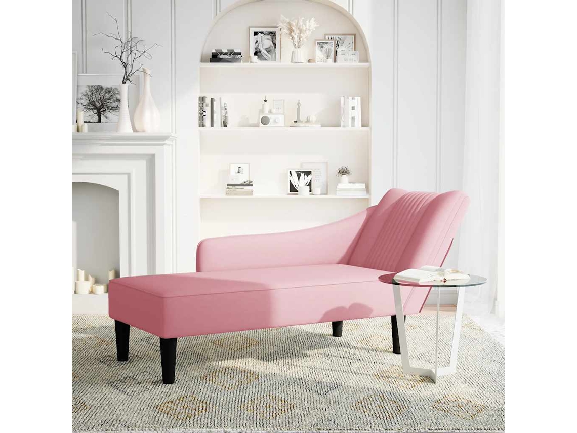 Chaise Longue Com O Apoio De Braço Direito Veludo Rosa Wsd141406 Adorável Casa