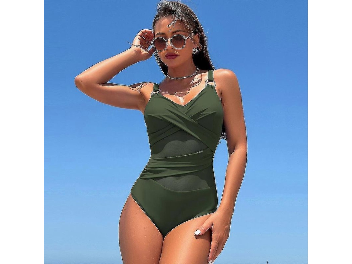 2026 traje de Baño de Una Pieza de Nailon para Mujer Con Control Abdominal, Cuello En V Sexy Ajustable, Sin Armadura, Azul S2024123014535