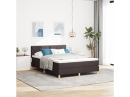 Cama Box Spring Com Colchão Led Castanho Escuro 140x200 Cm Tecido