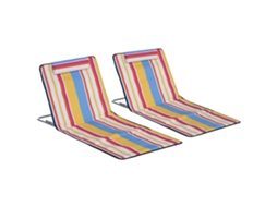 2 cadeiras de praia dobráveis com encosto ajustável e apoio para cabeça 53x124x35 45 Cm multicor BTFORUS