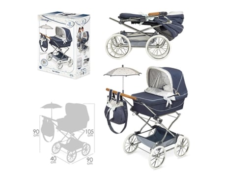 Vintage Coche Reborn Plegable Con Sombrilla Y Bolso De Cuevas Toys