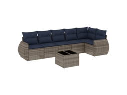 Conjunto de Sofá de Jardim, 7 Peças, Almofadas, Rattan Cinza MAISON EXCLUSIVE