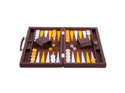 Gamão Luxuoso 15 Polegadas 38 Cm Acessórios Perolados Marrom ENGELHART
