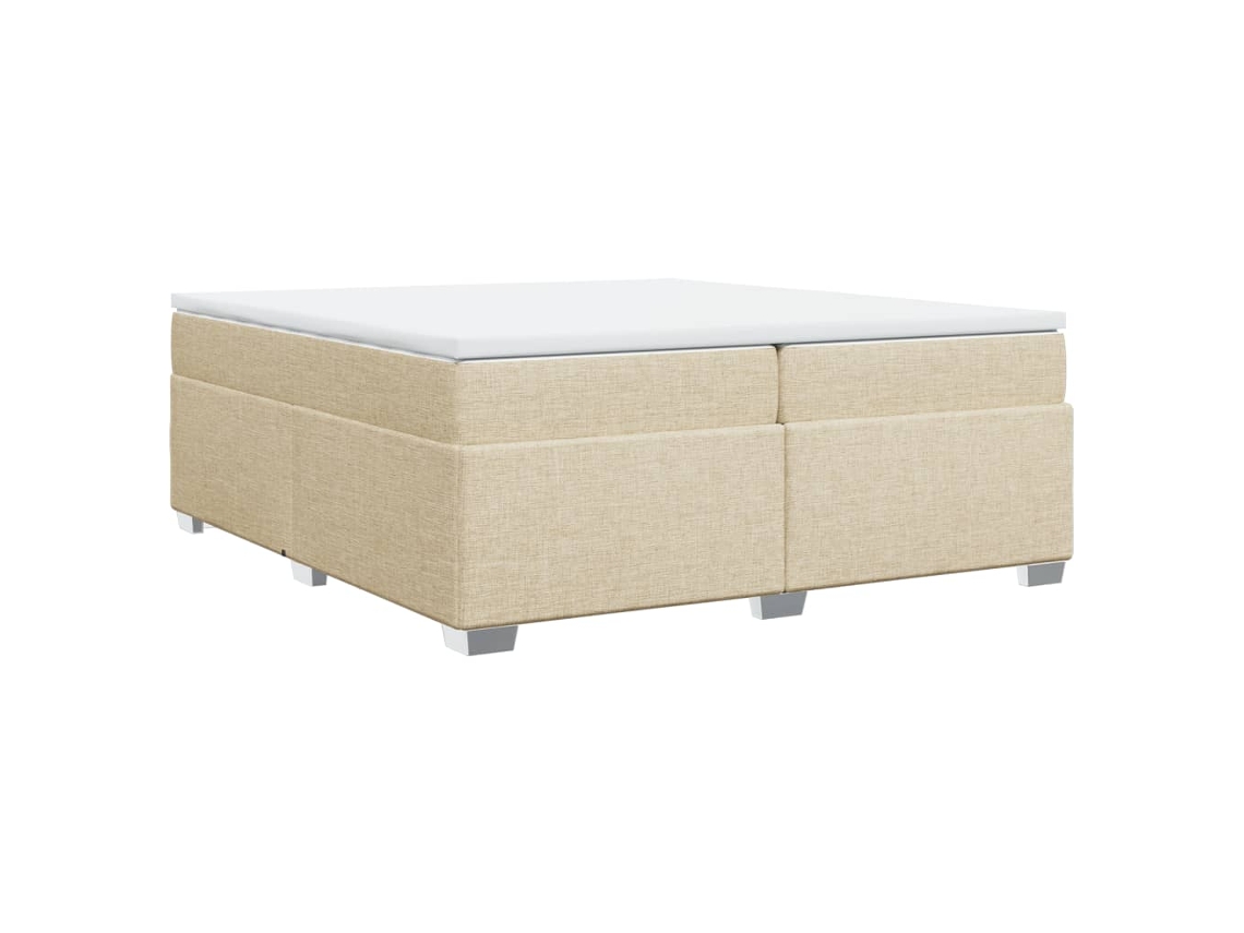 Cama com Molas/colchão 200x200 Cm Tecido Cor Creme MAISON EXCLUSIVE