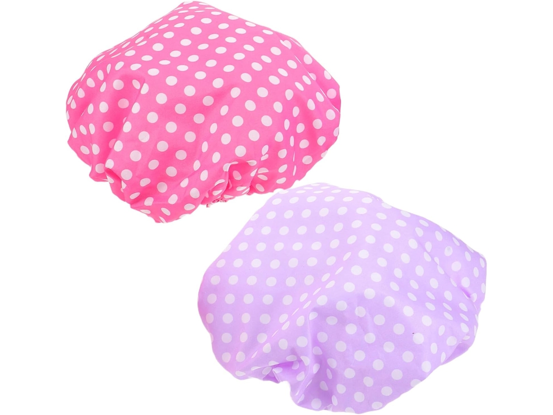 Conjunto De 2 Toucas Banho Reutilizáveis E Elásticas À Prova D Água Para Mulheres, Com Elegante Estampa De Bolinhas