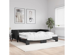 Vidaxl Sofá-cama Com Gavetão E Colchões 100x200 Cm Tecido Preto