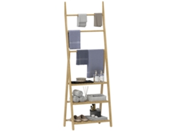 Prateleira Dobrável de Banheiro em Bambu com 3 Níveis 53,5x30x153 Cm Natural S/MARCA
