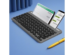 Teclado HEXINYIGJLY Bluetooth 2.4g Dual Mode 3 Dispositivos Recarregável, Silencioso, para Ipad/iphone/pc/android Preto