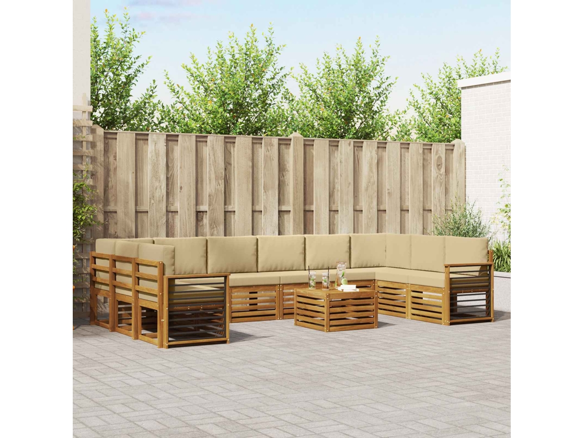Vidaxl Conjunto De Sofás Para Exterior 11 Pcs Natural E Bege
