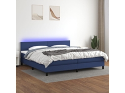 Vidaxl Cama Box Spring C/ Colchão E Led 200x200 Cm Tecido Azul