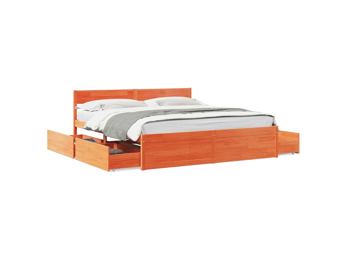 Bed Frame, Bed Frames Vidaxl Marrom Madeira De Pinho (200 X 200 Cm)