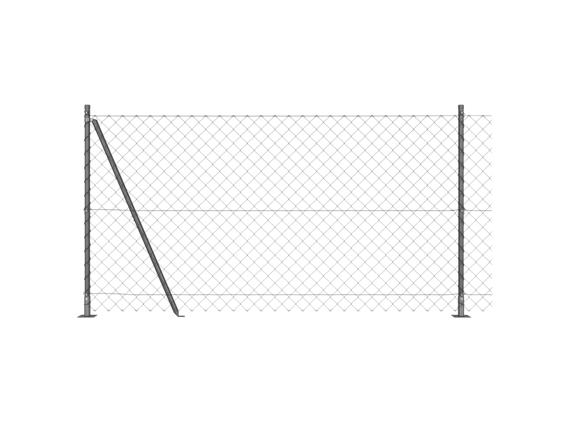 Cerca De Cadeia Com 7 Postes Flangeados Aço Galvanizado Vidaxl Cinzento Aço (10 X 1,2 M)