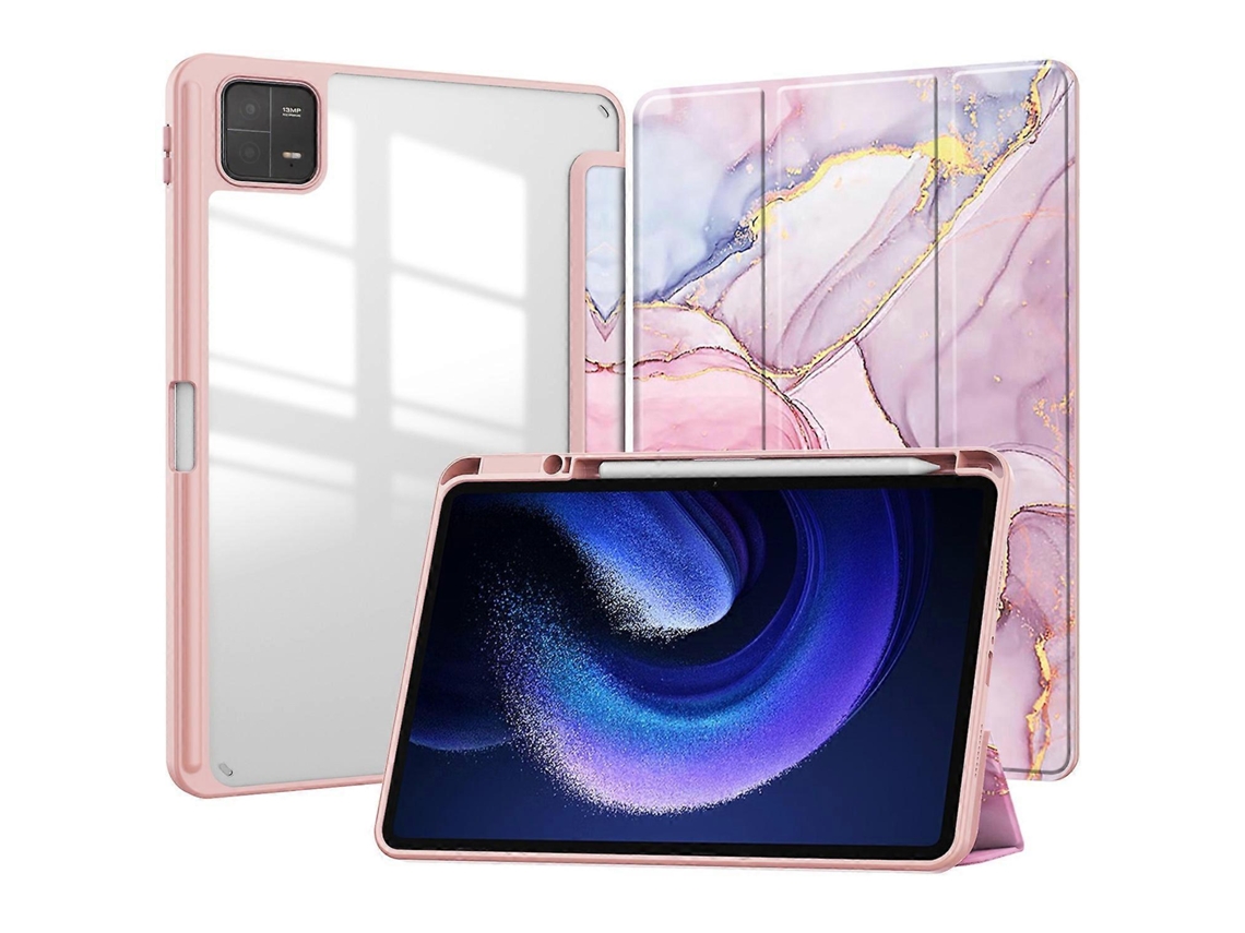 Capa De Couro Acrílico Transparente Para Xiaomi Pad 6 Pro/pad 6 Tablet Com Suporte Triplo E Estampa Slowmoose