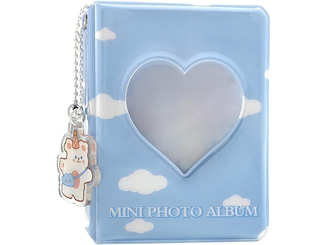 Álbum de Fotos Mini de 7,6 Cm com Porta, Cartões Kpop, Mini Álbum de Fotos com Borboletas e Corações Vazados, 40 Bolsos, com Pingente BRILVIBERA