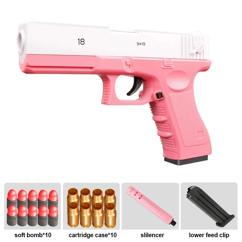 Pistola de Brinquedo com Balas de Espuma, Ideal para Brincadeiras Ao Ar Livre de Meninos e Meninas. MDUG (rosa)