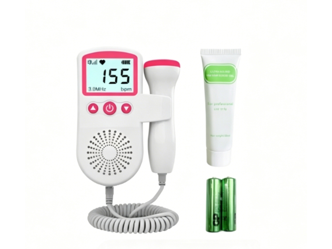 Monitor Fetal Doppler Casa Kit Completo 30ml Gel Bateria Seguro Fácil Operar Mamãe Bebê