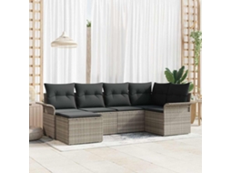 Vidaxl Conjunto de Sofá de Jardim 6 Pcs Cinzento claro Vime Pe