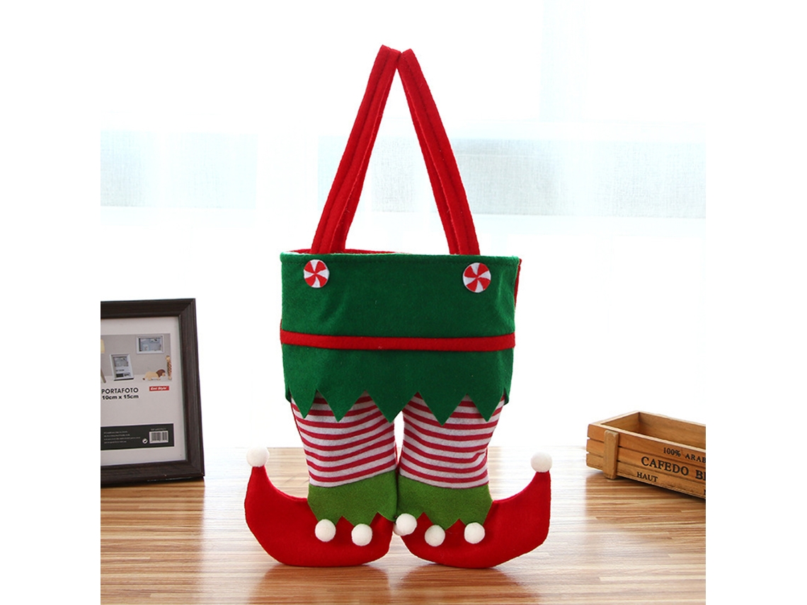 Sacos de Doces de Elfo Natal Bolsas Calças Listradas Presente Tnt Festas Férias | S/MARCA