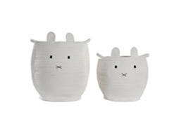 Conjunto de 2 Cestos de Roupa Suja em Algodão Branco, 35x35x49cm ALEXANDRA HOUSE LIVING