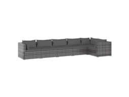 Maison Exclusive - 6 Pcs Conjunto Lounge De Jardim C/ Almofadões Vime Pe Cinzento