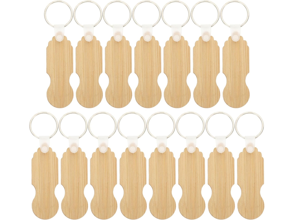Chaveiros De Bambu Para Carrinho De Supermercado, Embalagem Com 15 Unidades