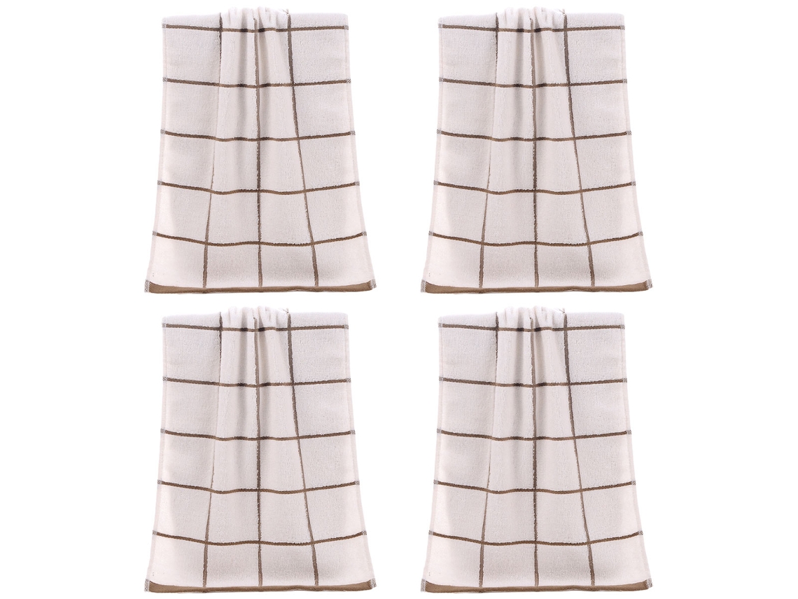 Conjunto de Toalhas de Mãos NEVEANCE Absorvente Banho Mão Rosto Algodão Bege - 4pcs (33x73cm)
