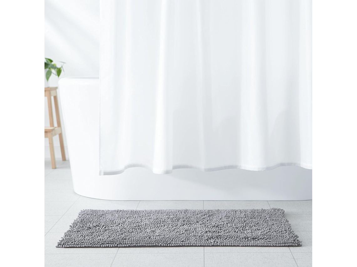 Tapete de banho ZYBLSSBB, felpudo, não escorregadio, microfibra, 53x86cm, cor platina