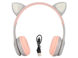 Fone Bluetooth LAXISCREED Orelha de Gato Pasta Led Controle de Som