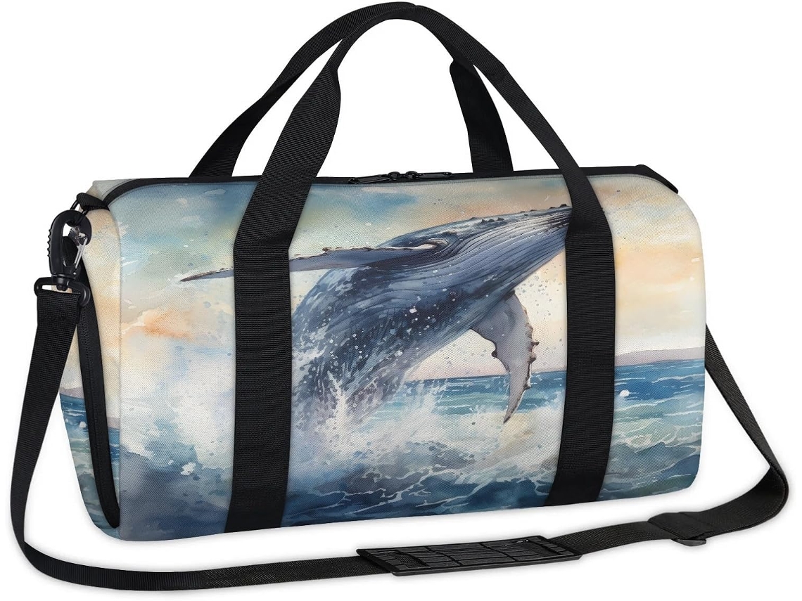 Bolsa Esportiva Baleia em Aquarela POLÍESTER 45x21x23 cm DESIGN DU