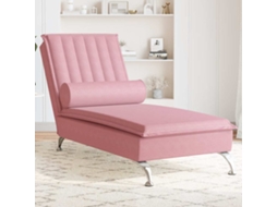 Vidaxl Chaise Lounge De Massagem Com Rolo Veludo Rosa