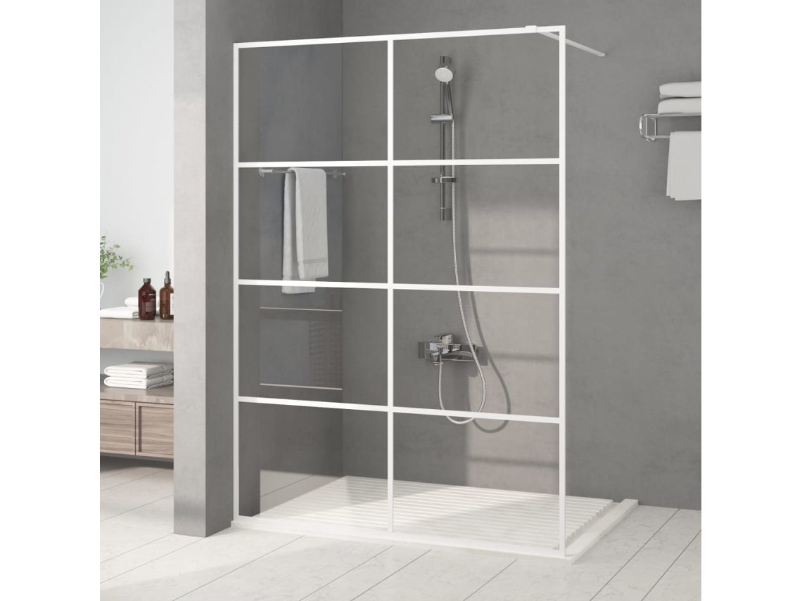 Vidaxl Divisória De Chuveiro 140x195 Cm Vidro Transparente Esg Branco