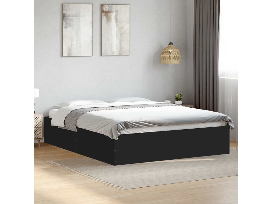 Vidaxl Estrutura De Cama 150x200 Cm Derivados De Madeira Preto