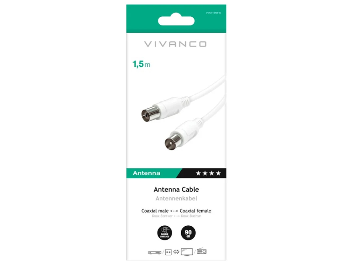 Cabo Coaxial VIVANCO Antena (Branco)