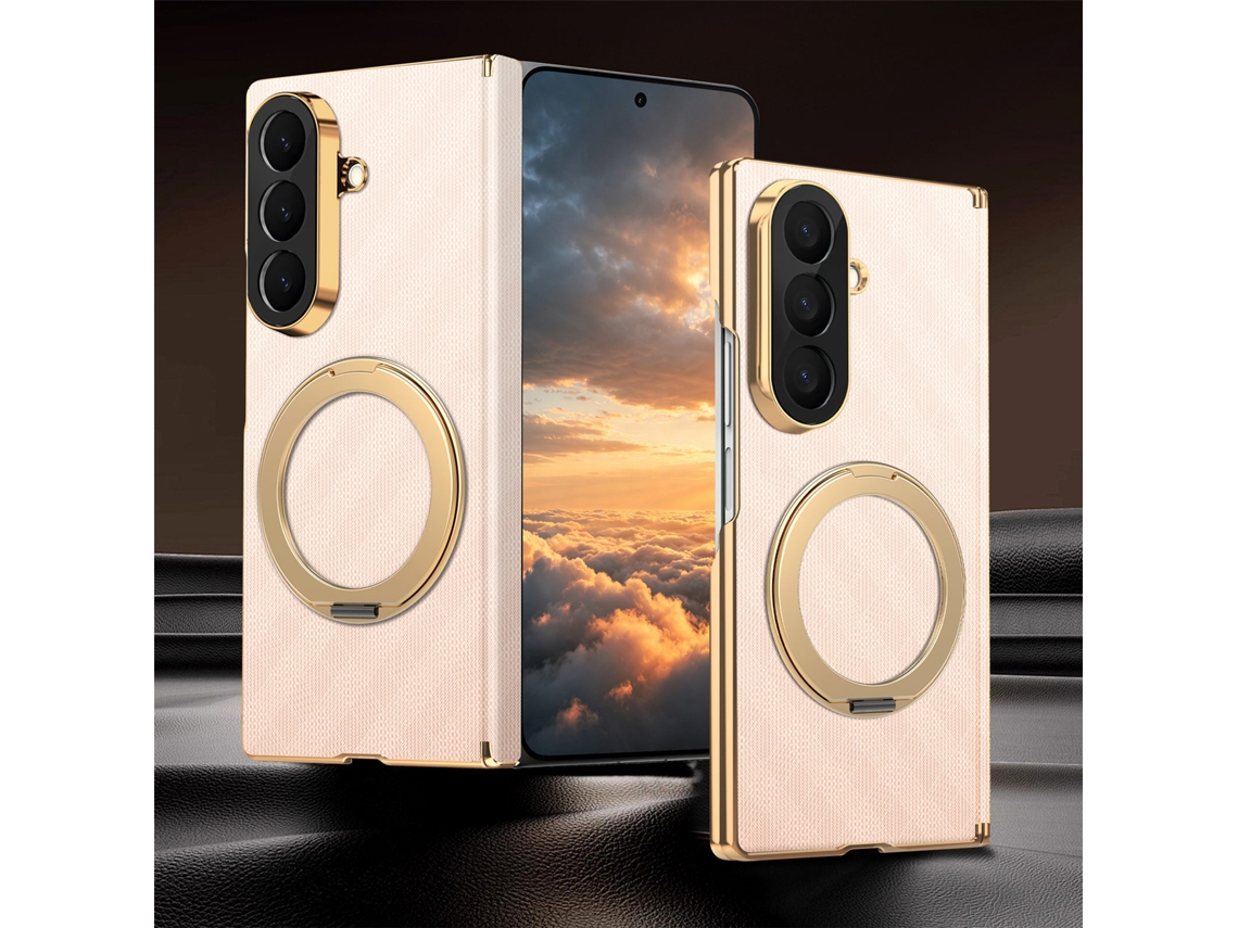 Capa Panoona Para Galaxy Z Fold 7, Fabricada Em Pele, Com Alça De Pulso Antiderrapante E Resistente A Impactos Rosa
