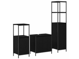 Conjunto de Móveis para Banheiro com Suporte 3 Peças Carvalho Preto MAISON EXCLUSIVE